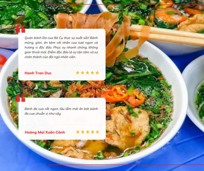Cảm nhận của du khách về bánh đa cua Hải Phòng