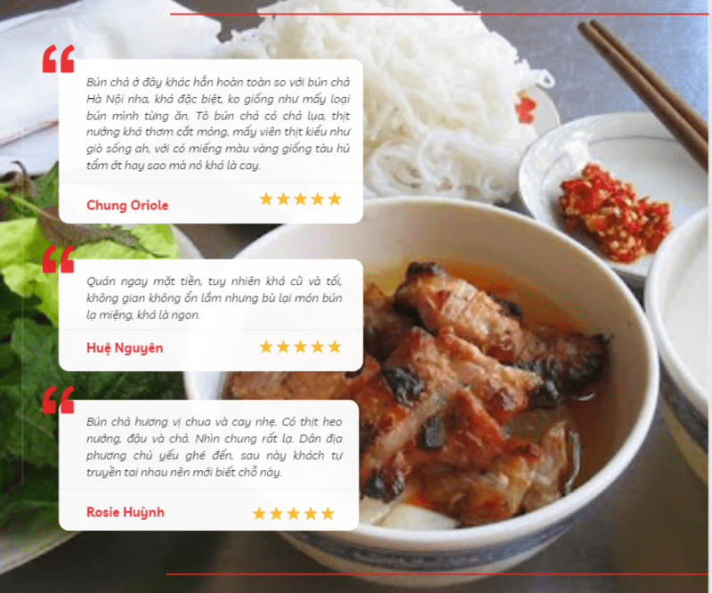 Đánh giá của du khách về quán Bún chả Nga Cảnh