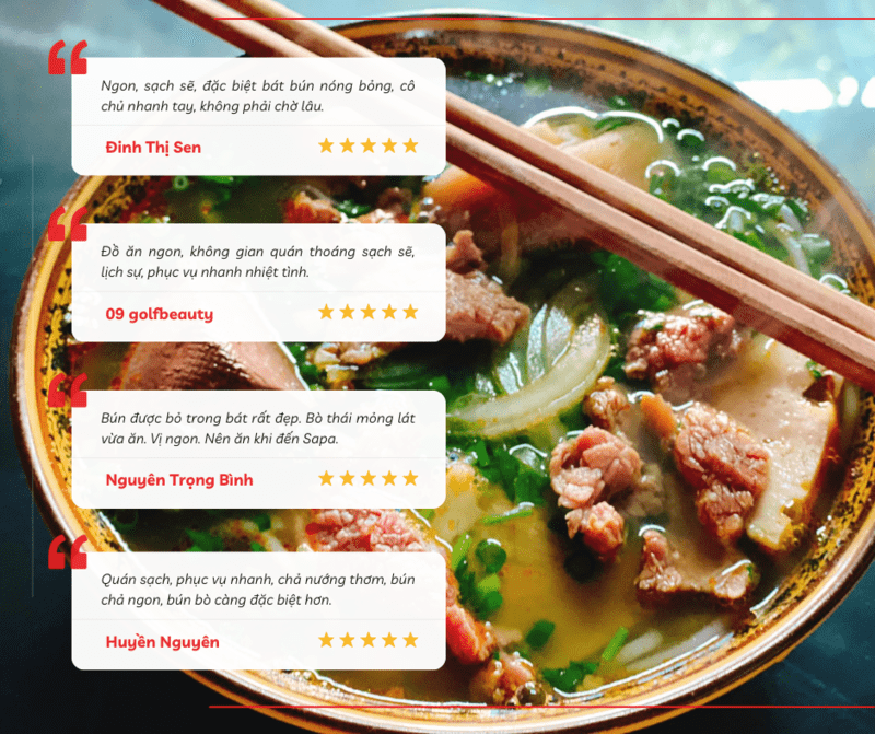 Trải nghiệm của du khách về quán Bún bò Huế chú Vui Sa Pa