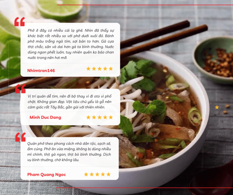 Nhận xét của du khách về quán Phở Bắc Hà Kiu Keo