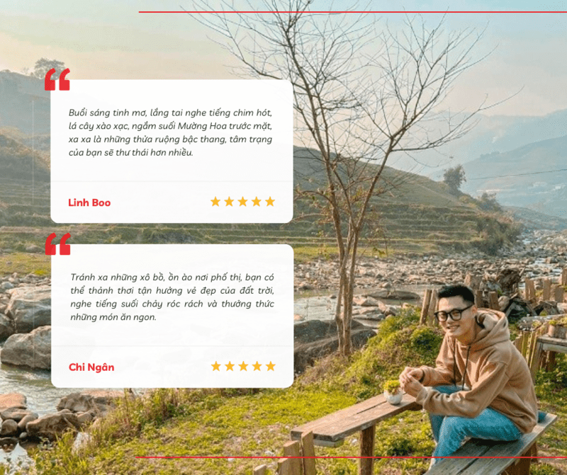 Dòng suối Mường Hoa hiền hòa để lại kỉ niệm đáng nhớ trong hành trình khám phá thung lũng của du khách