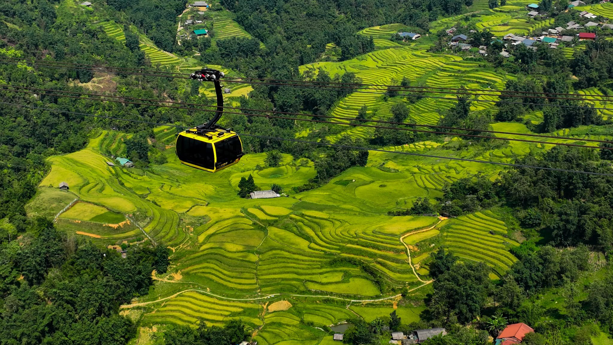 Khung cảnh thiên nhiên hùng vĩ nhìn từ cáp treo Fansipan