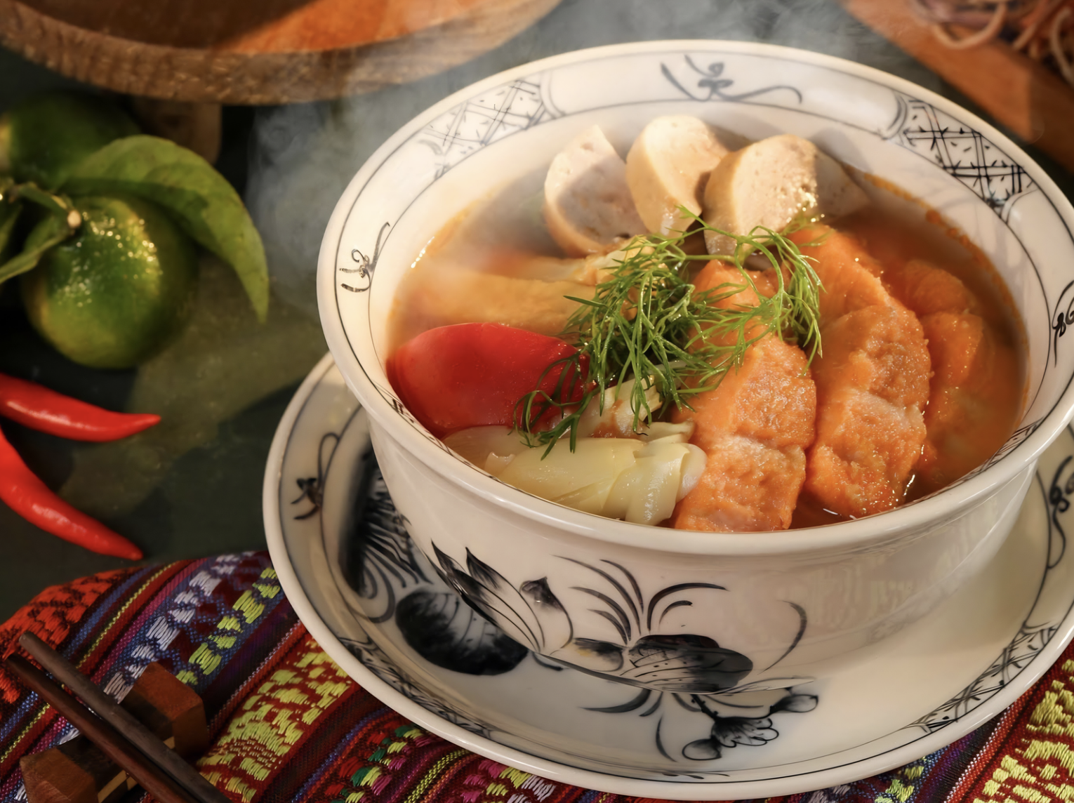 Bún cá với nước dùng trong veo và ngọt thanh từ xương cá hầm kỹ. (Nguồn: Sưu tầm)