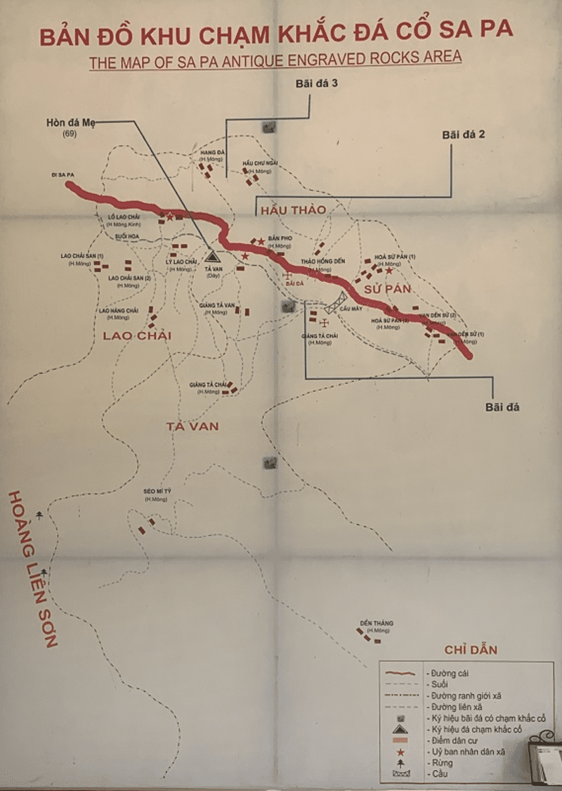 Bản đồ khu chạm khắc đá cổ Sa Pa
