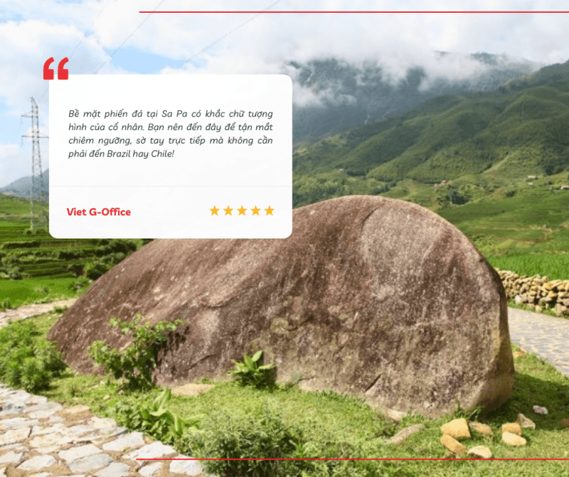 Du khách ấn tượng với những chữ tượng hình trên phiến đá