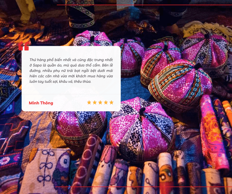 Chia sẻ của du khách về mặt hàng quần áo, mũ nón được bán tại chợ đêm ở Sa Pa