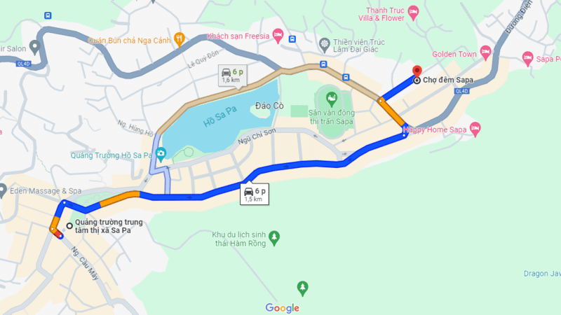 Trục đường từ Quảng trường trung tâm thị xã đến chợ đêm Sa Pa