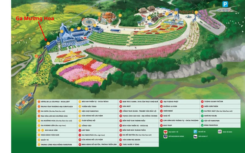 Vị trí Ga Mường Hoa Sa Pa tại Khu du lịch Sun World Fansipan Legend