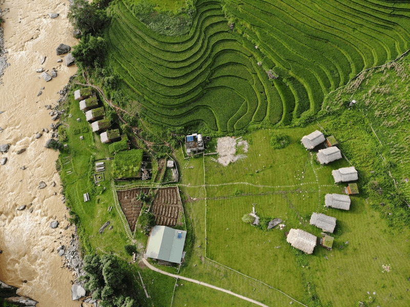 Toàn cảnh Utopia Eco Lodge khi quan sát từ trên cao