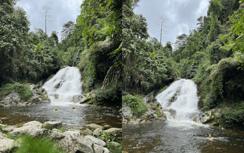 Bọt nước trắng xoá tại thác Một Cây