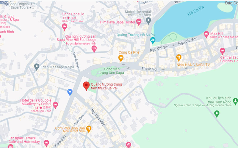 Vị trí của quảng trường trung tâm Sa Pa trên bản đồ