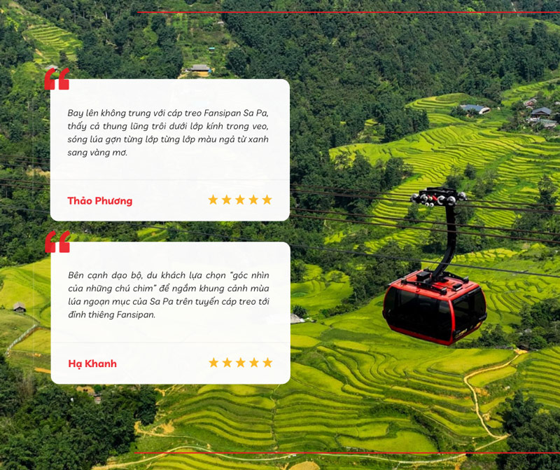 Nhận xét của du khách về trải nghiệm ngắm ruộng bậc thanh Sa Pa từ cabin cáp treo