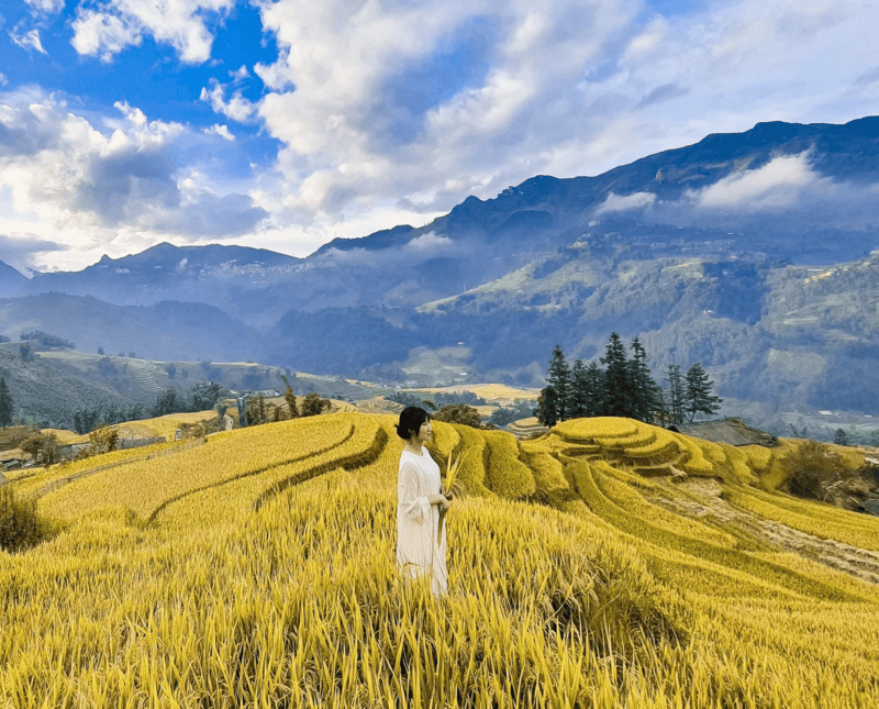 Du khách ghi lại bức hình rất “nghệ” tại bản Ý Linh Hồ Sapa