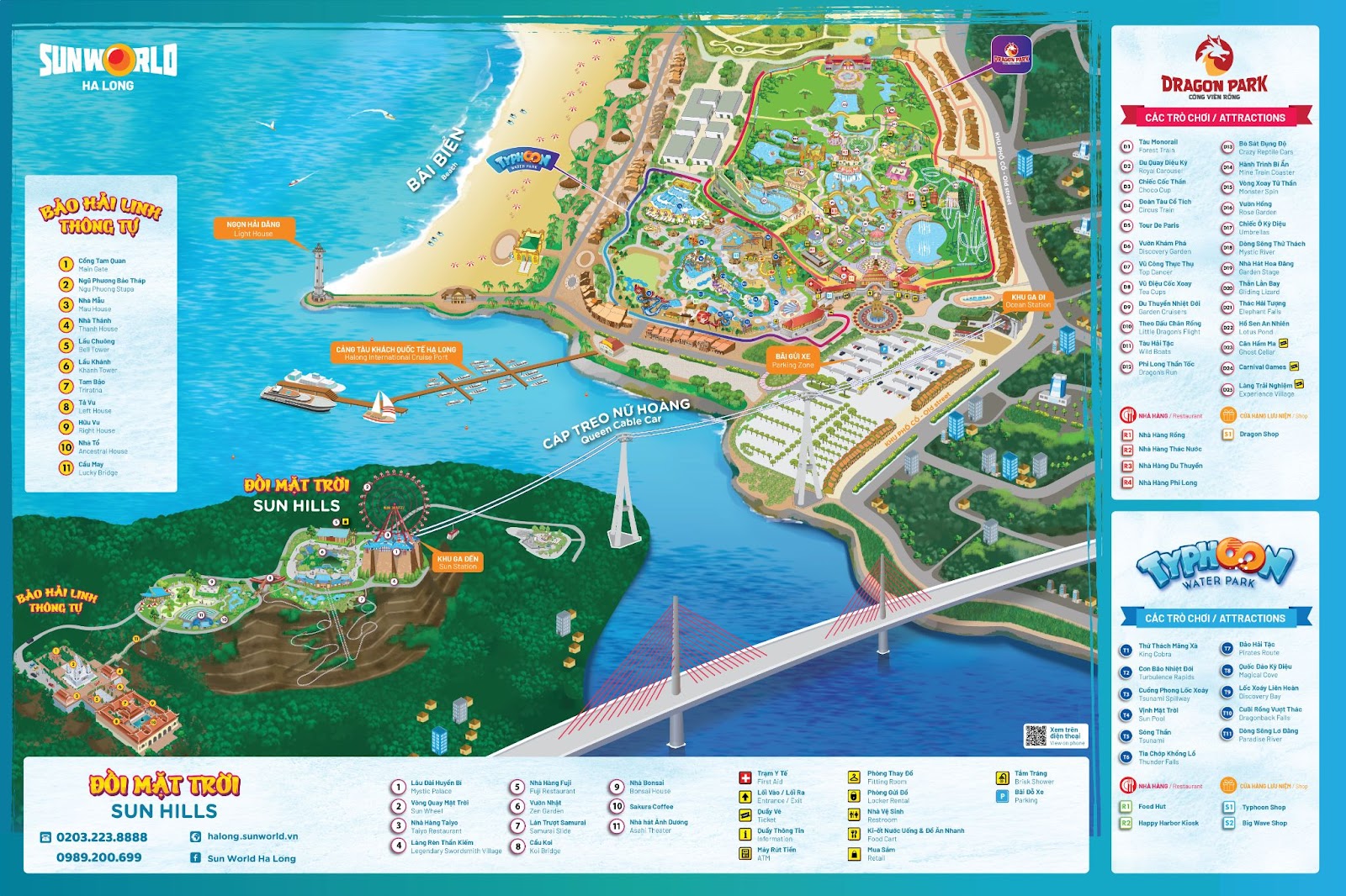 Bản đồ vui chơi tại tổ hợp vui chơi Sun World Halong Complex