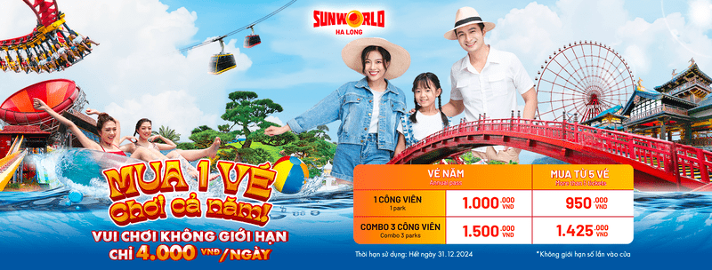 Bảng giá vé Sun World Ha Long theo năm 