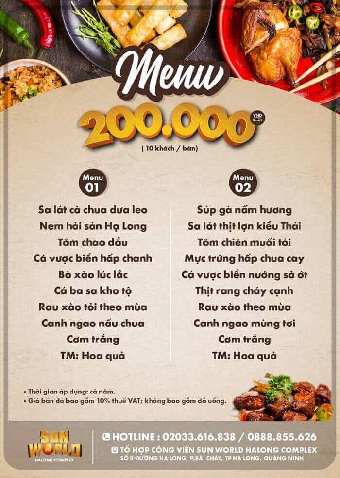 Set menu 200.000 VND tại nhà hàng Taiyo ở Sun World