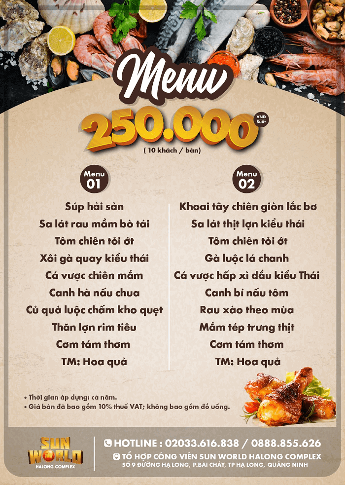 Set menu 250.000 VND tại nhà hàng Taiyo ở Sun World