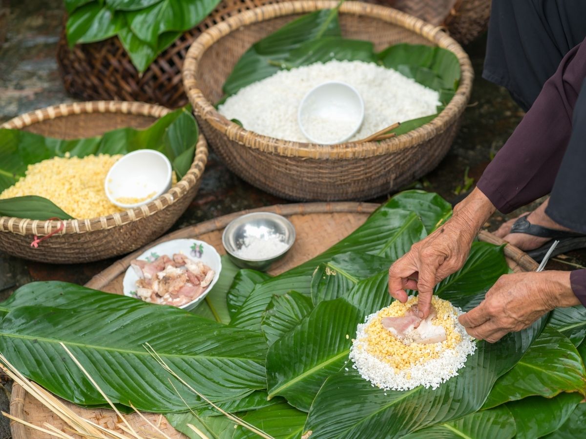 Bánh chưng làng Đầm mang hương vị thơm ngon đặc trưng rất riêng 