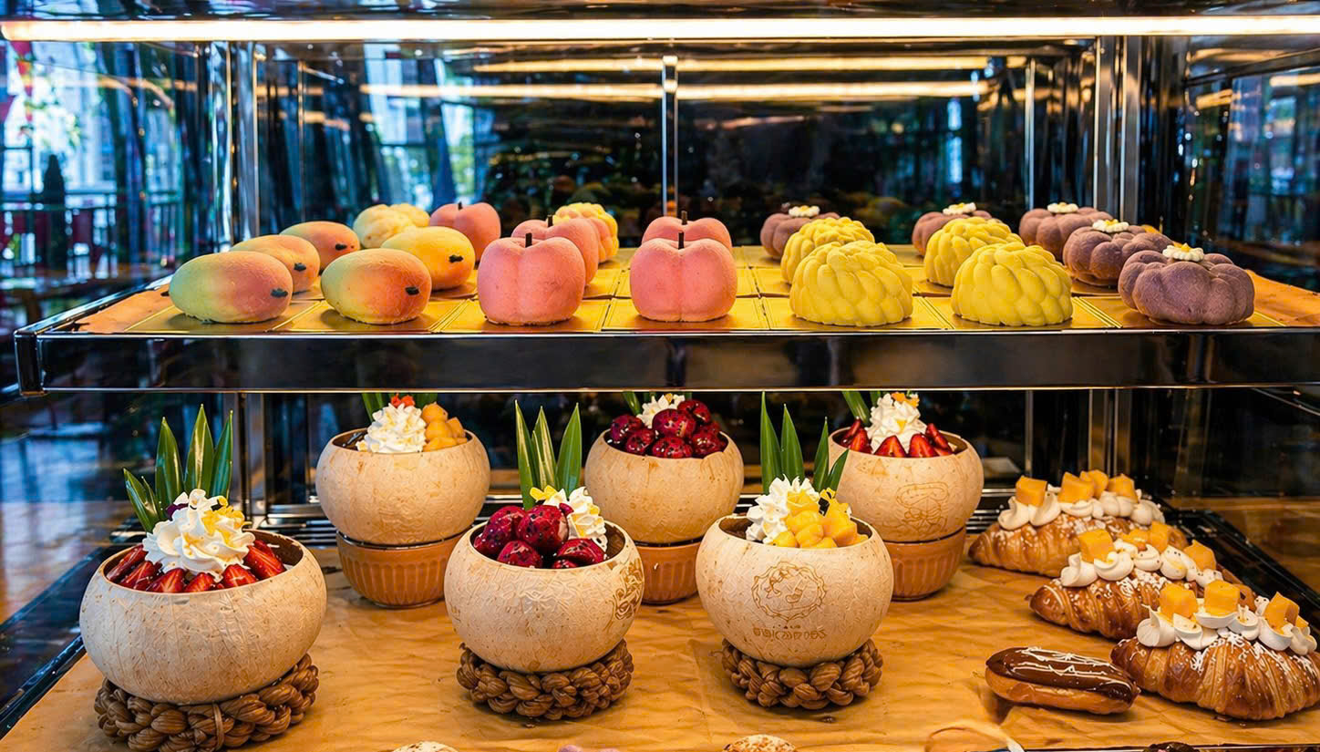 Tủ bánh đầy màu sắc tại Apollo Cafe