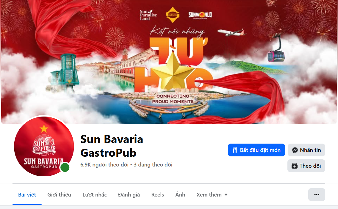 Du khách có thể đặt bàn trực tiếp qua fanpage Sun Bavaria GastroPub. (Nguồn: Sưu tầm)
