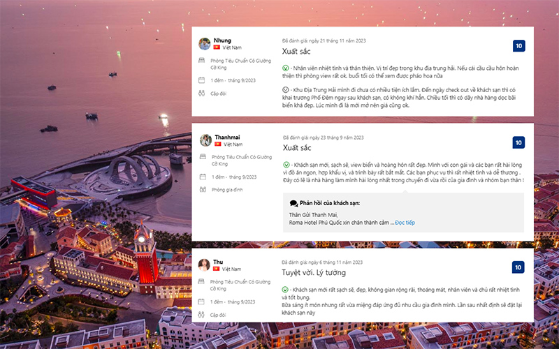 Du khách review về Roma Hotel Phú Quốc