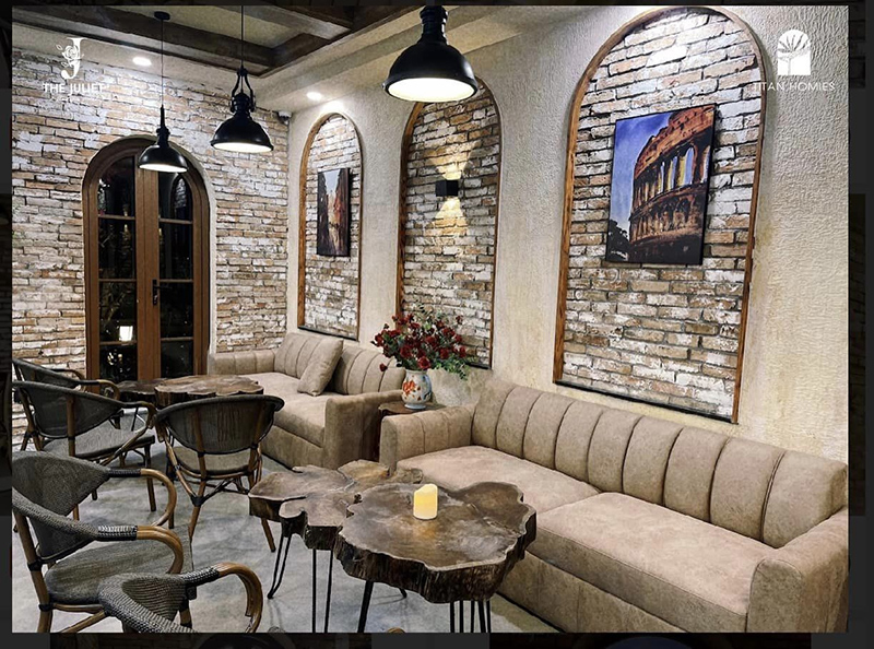 Không gian sảnh chờ tầng 1 của Juliet Boutique Hotel