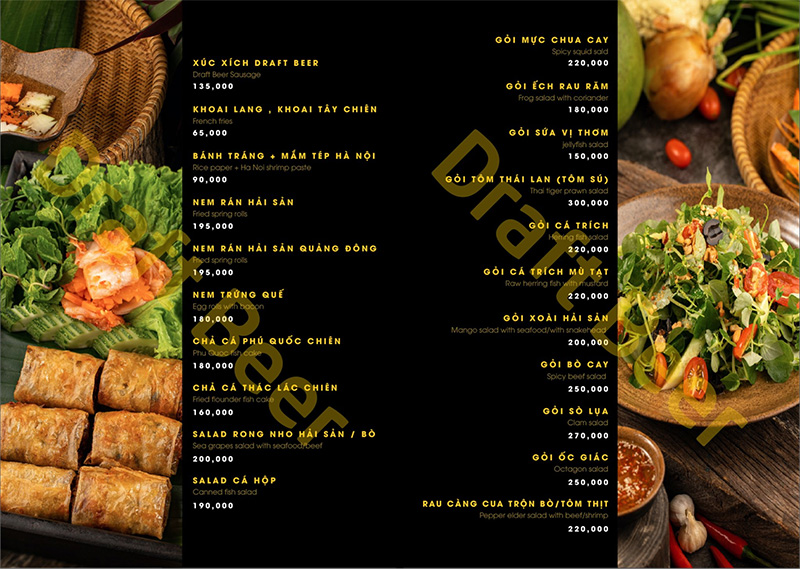 Menu tại Draft Beer