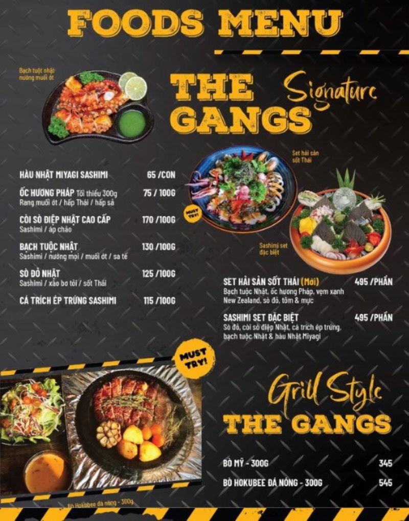 Menu của The Gangs