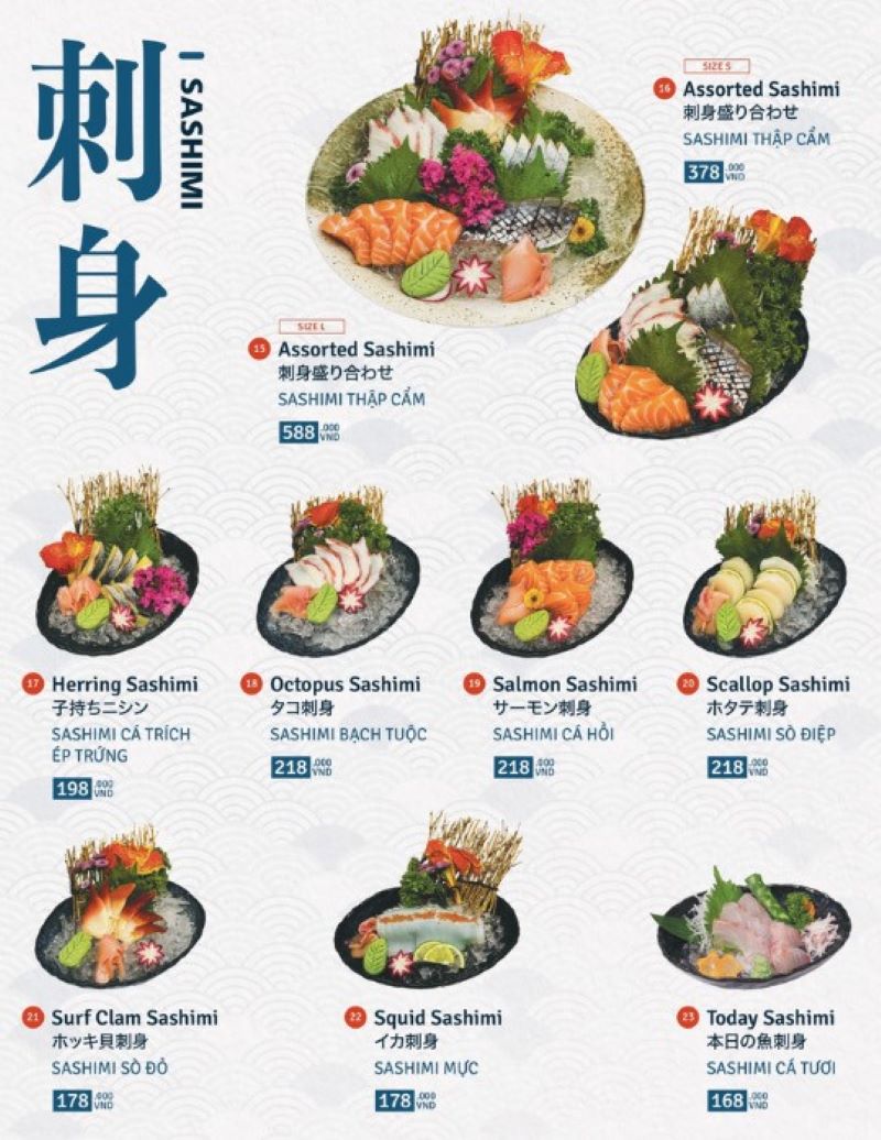 Menu tại Yushima