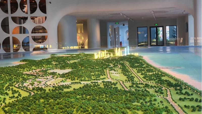 Cận cảnh sa bàn 3D được đặt chính giữa sảnh tầng 1 của Sun Signature Gallery