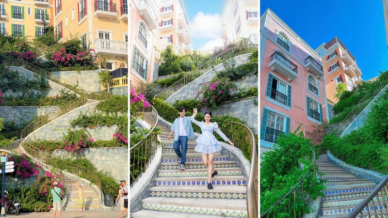 Thang Rồng được phủ đầy sắc hoa nổi bật giữa khu phố Shophouse sầm uất 