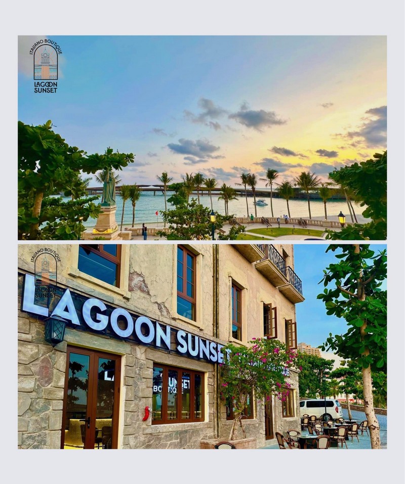 Khu vực ngoài trời ở Lagoon Sunset có một vài bộ bàn ghế hướng biển tuyệt đẹp