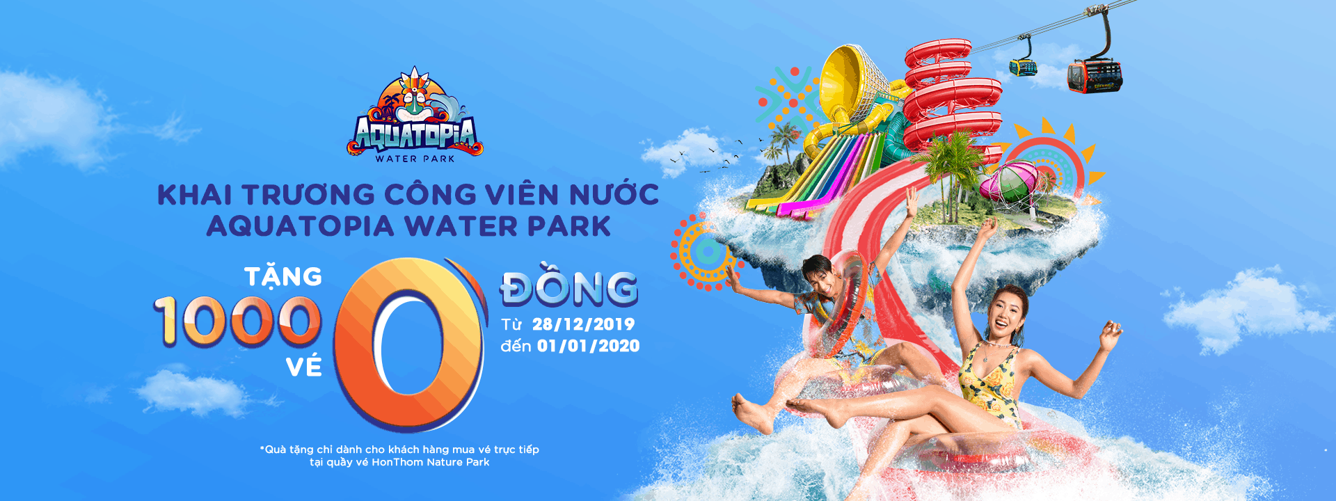 Tặng vé công viên nước khi đến với Sun World Hon Thom Nature Park