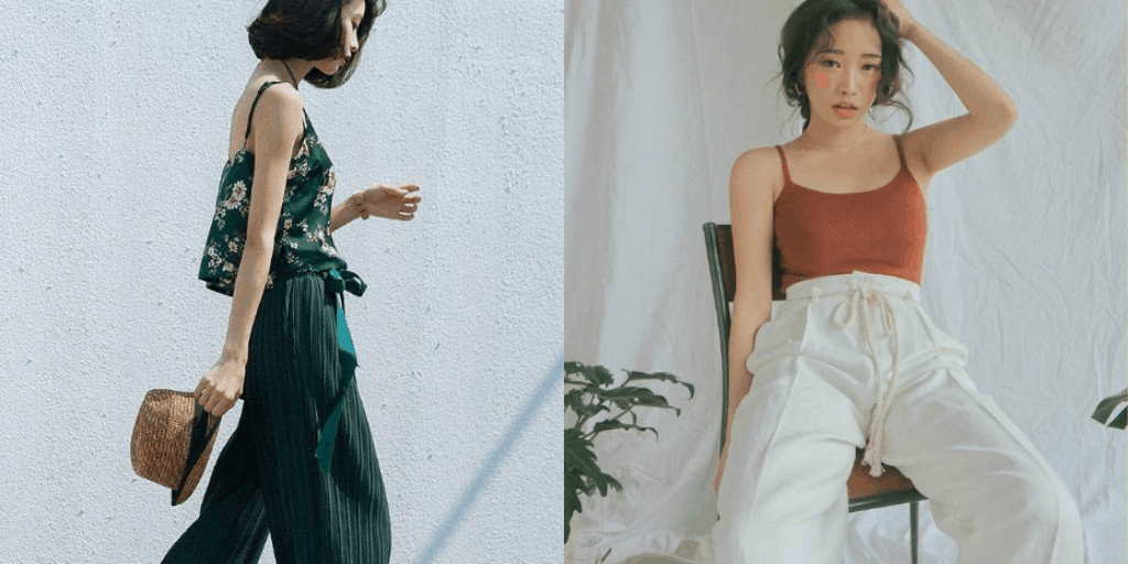 Phối hợp áo 2 dây và quần culottes tạo nên sự dịu dàng và quyến rũ cho nàng