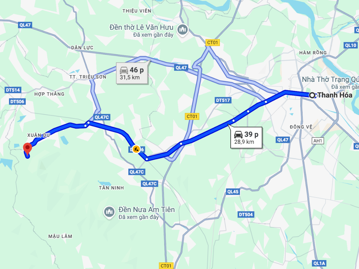 Hướng dẫn di chuyển từ nội tỉnh Thanh Hóa tới Phủ Na.