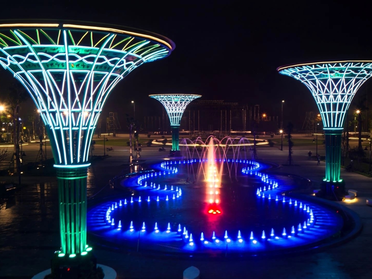 Hệ thống nhạc nước tại quảng trường biển Sầm Sơn. 