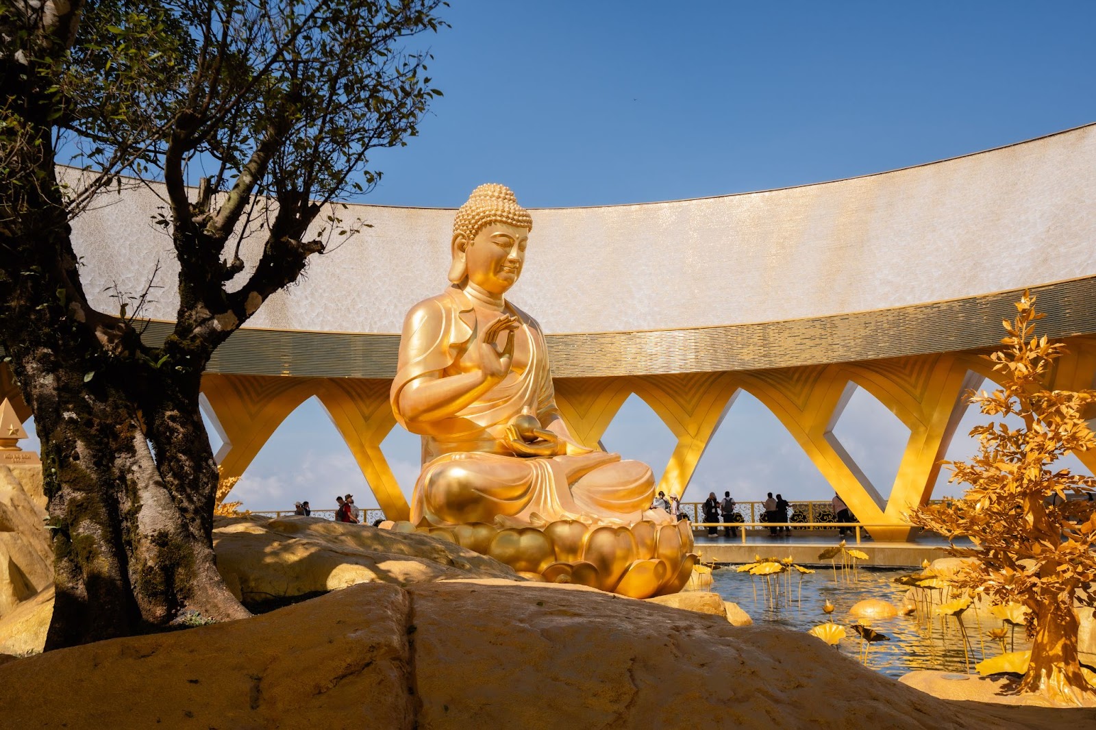 Hình ảnh Tượng Phật Câu Na Hàm Mâu Ni và quả sung trên tay trái