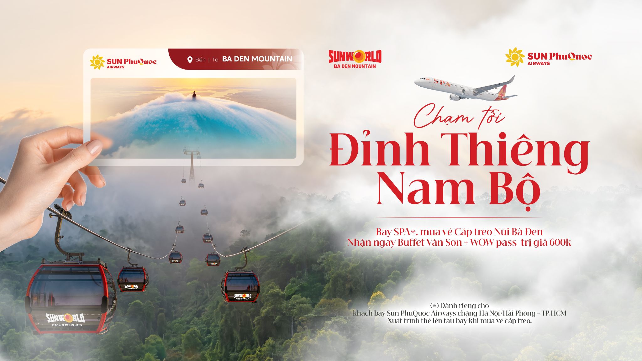 Hành khách SPA sẽ nhận ưu đãi đặc biệt khi trải nghiệm Sun World Ba Den Mountain