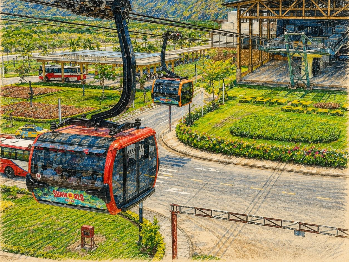 Cáp treo Sun World Cat Ba, giúp rút ngắn đáng kể thời gian di chuyển từ đảo Cát Hải sang Cát Bà