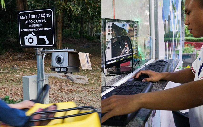 Du khách có thể chụp và in ảnh sau khi trượt máng xong