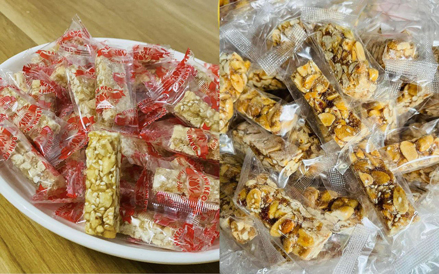 Kẹo thèo lèo được cắt nhỏ, đóng gói vào từng túi nên bạn có thể mua về nhà ăn không sợ bị hỏng khi di chuyển (Nguồn: Internet)