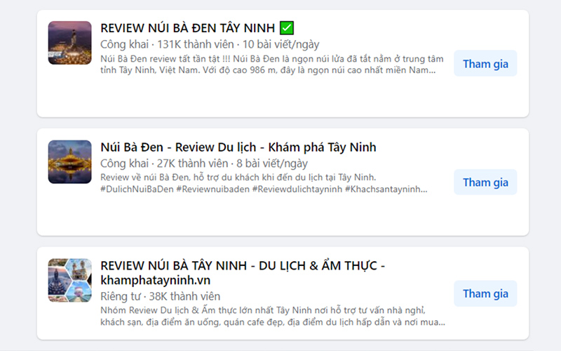 Trước khi du lịch núi Bà Đen tự túc, du khách nên tham khảo các bài đăng trên hội nhóm Facebook để có kinh nghiệm thực tế nhất