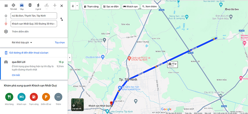 Cách di chuyển từ núi Bà Đen đến Khách sạn Nhất Quý