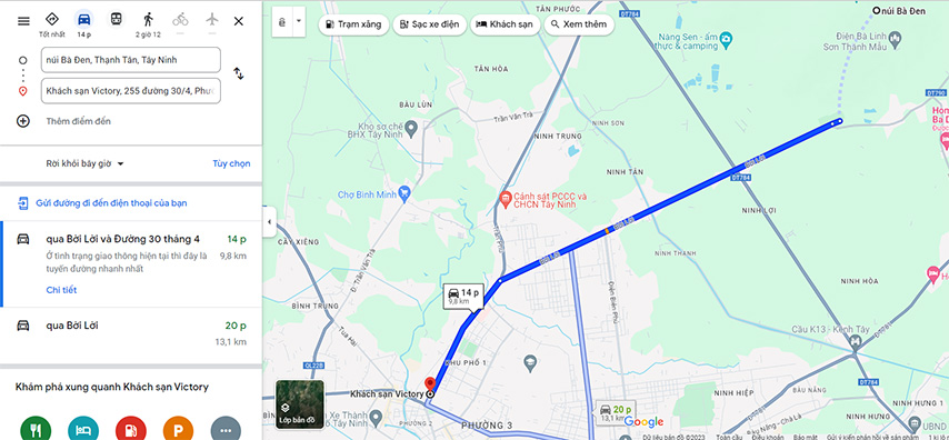 Cách di chuyển từ núi Bà Đen đến Khách sạn Victory