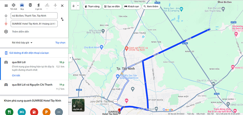 Cách di chuyển từ núi Bà Đen đến Khách sạn Sunrise