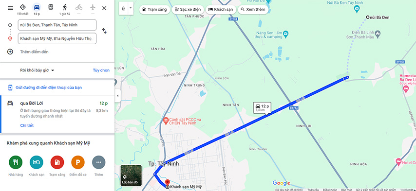Cách di chuyển từ núi Bà Đen đến Khách sạn Mỹ Mỹ