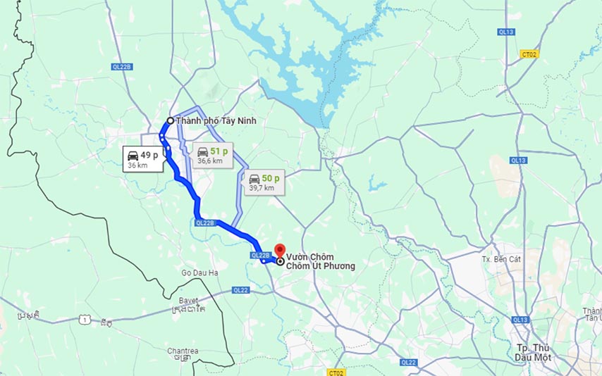 Vườn trái cây Út Phương nằm cách trung tâm thành phố Tây Ninh hơn 35km