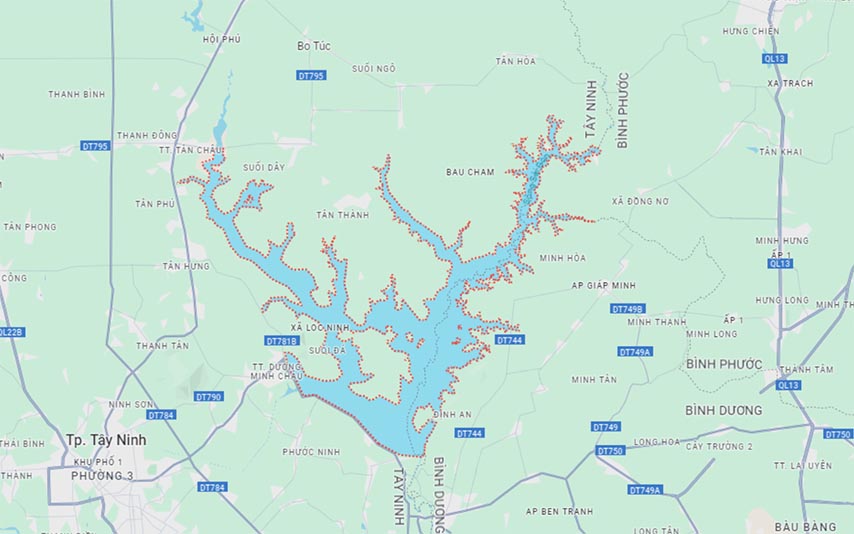 Lưu vực rộng lớn, trải dài 3 tỉnh của hồ Dầu Tiếng