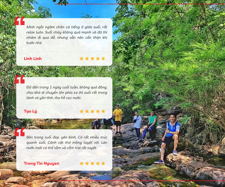 Review từ khách du lịch về trải nghiệm tắm suối Trúc