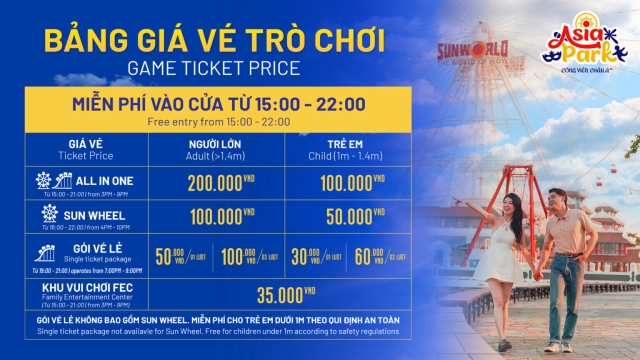CHÍNH SÁCH GIÁ VÉ CỦA CÔNG VIÊN CHÂU Á NĂM 2023
